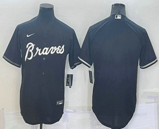 Men's Atlanta Braves Blank Black Cool Base Stitched Baseball Jersey
