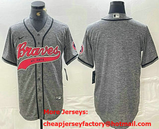 Men's Atlanta Braves Blank Grey Gridiron Cool Base Stitched Baseball Jersey