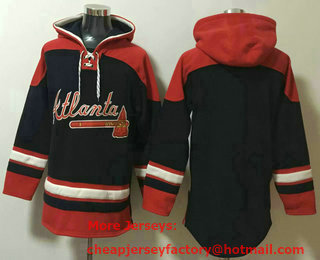 Men's Atlanta Braves Blank Navy Blue Ageless Must Have Lace Up Pullover Hoodie