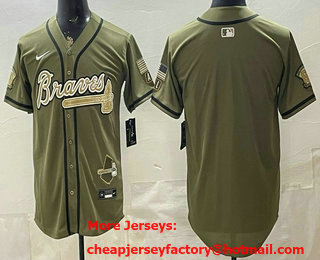 Men's Atlanta Braves Blank Olive 2026 Armed Forces Day Jersey