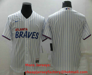 Men's Atlanta Braves Blank White 2021 City Connect Stitched MLB Cool Base Nike Jersey