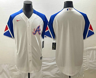 Men's Atlanta Braves Blank White 2023 City Connect Cool Base Stitched Jersey 01