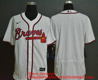 Men's Atlanta Braves Blank White Stitched MLB Flex Base Nike Jersey