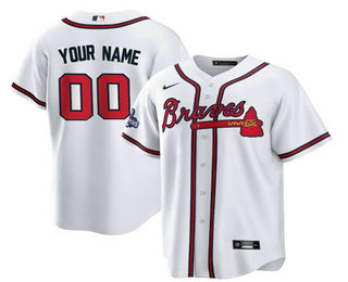 Men's Atlanta Braves Customized 2021 White World Series Champions Cool Base Stitched Baseball Jersey