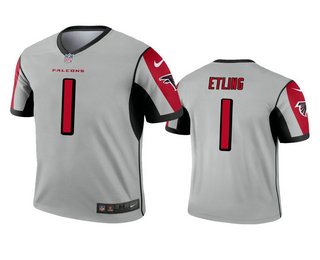 Men's Atlanta Falcons #1 Danny Etling Silver Inverted Legend Jersey