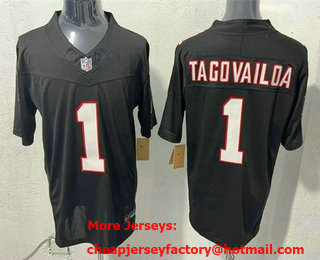 Men's Atlanta Falcons #1 Tua Tagovailoa Limited Black FUSE Vapor Jersey
