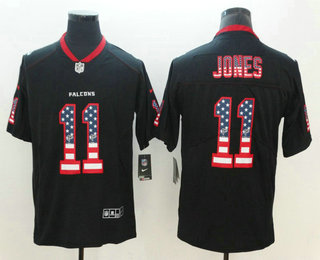 Men's Atlanta Falcons #11 Julio Jones 2018 USA Flag Fashion Black Color Rush Stitched Nike Limited Jersey
