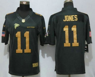Men's Atlanta Falcons #11 Julio Jones Anthracite Gold 2016 Salute To Service Stitched NFL Nike Limited Jersey