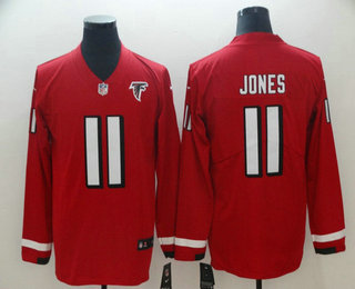 Men's Atlanta Falcons #11 Julio Jones Nike Red Therma Long Sleeve Limited Jersey