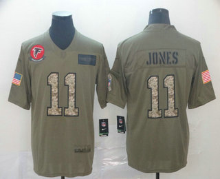 Men's Atlanta Falcons #11 Julio Jones Olive Camo 2019 Salute To Service Stitched NFL Nike Limited Jersey