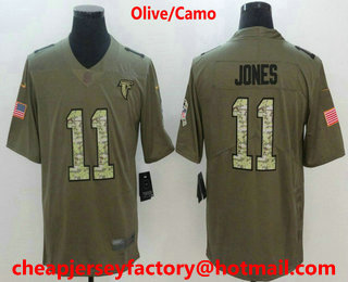 Men's Atlanta Falcons #11 Julio Jones Olive With Camo 2017 Salute To Service Stitched NFL Nike Limited Jersey