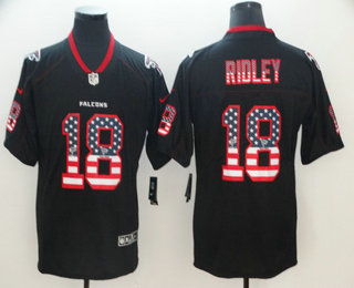 Men's Atlanta Falcons #18 Calvin Ridley 2018 USA Flag Fashion Black Color Rush Stitched Nike Limited Jersey