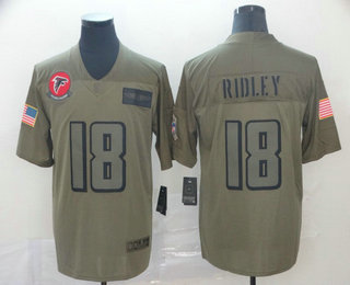 Men's Atlanta Falcons #18 Calvin Ridley NEW Olive 2019 Salute To Service Stitched NFL Nike Limited Jersey