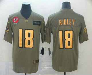 Men's Atlanta Falcons #18 Calvin Ridley Olive Gold 2019 Salute To Service Stitched NFL Nike Limited Jersey