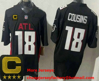 Men's Atlanta Falcons #18 Kirk Cousins Limited Black C Patch FUSE Vapor Jersey