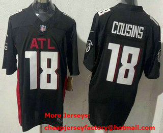 Men's Atlanta Falcons #18 Kirk Cousins Limited Black FUSE Vapor Jersey