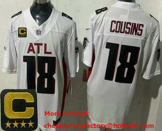 Men's Atlanta Falcons #18 Kirk Cousins Limited White C Patch FUSE Vapor Jersey