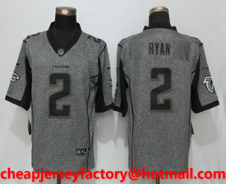 Men's Atlanta Falcons #2 Matt Ryan Gray Gridiron Stitched NFL Nike Limited Jersey