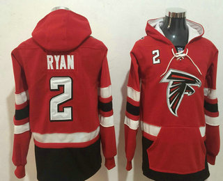 Men's Atlanta Falcons #2 Matt Ryan NEW Red Pocket Stitched NFL Pullover Hoodie