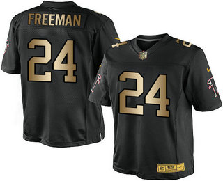 Men's Atlanta Falcons #24 Devonta Freeman Black With Gold Stitched NFL Nike Elite Jersey