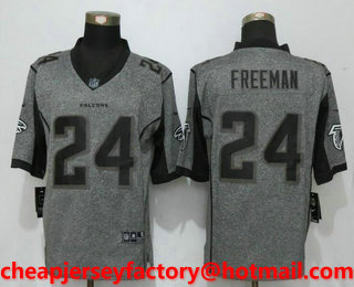 Men's Atlanta Falcons #24 Devonta Freeman Gray Gridiron Stitched NFL Nike Limited Jersey
