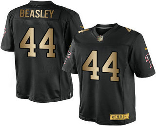 Men's Atlanta Falcons #44 Vic Beasley Jr Black With Gold Stitched NFL Nike Elite Jersey