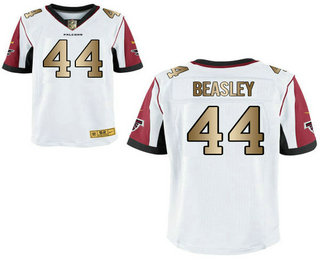 Men's Atlanta Falcons #44 Vic Beasley Jr White With Gold Stitched NFL Nike Elite Jersey