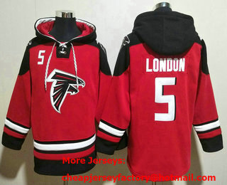 Men's Atlanta Falcons #5 Drake London Red Ageless Must Have Lace Up Pullover Hoodie