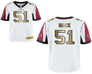 Men's Atlanta Falcons #51 Alex Mack White With Gold Stitched NFL Nike Elite Jersey