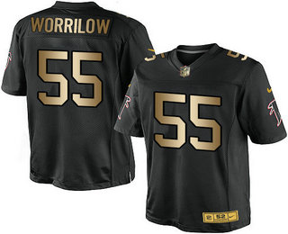 Men's Atlanta Falcons #55 Paul Worrilow Black With Gold Stitched NFL Nike Elite Jersey