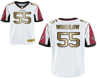 Men's Atlanta Falcons #55 Paul Worrilow White With Gold Stitched NFL Nike Elite Jersey