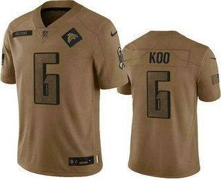 Men's Atlanta Falcons #6 Younghoe Koo Limited Brown 2023 Salute To Service Jersey