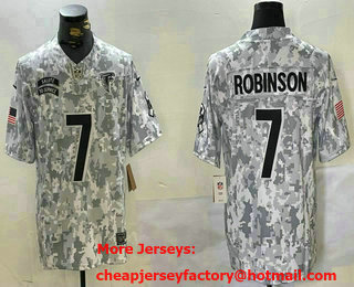 Men's Atlanta Falcons #7 Bijan Robinson Arctic Camo 2024 FUSE Salute to Service Limited Stitched Jersey