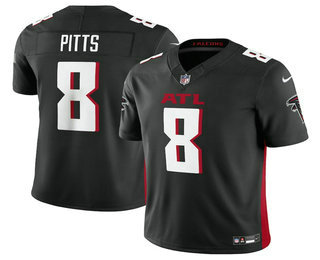 Men's Atlanta Falcons #8 Kyle Pitts Black 2023 FUSE Vapor Limited Stitched Jersey