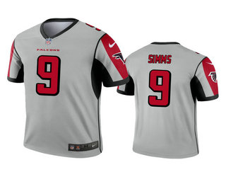 Men's Atlanta Falcons #9 Matt Simms Silver Inverted Legend Jersey