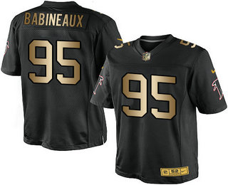 Men's Atlanta Falcons #95 Jonathan Babineaux Black With Gold Stitched NFL Nike Elite Jersey