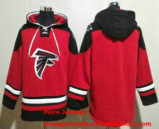 Men's Atlanta Falcons Blank Red Ageless Must Have Lace Up Pullover Hoodie
