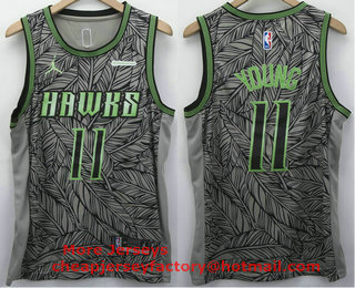 Men's Atlanta Hawks #11 Trae Young Black 2021 Brand Jordan Swingman Stitched NBA Fashion Jersey With NEW Sponsor Logo