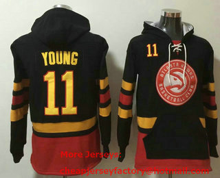Men's Atlanta Hawks #11 Trae Young NEW Black Pocket Stitched NBA Pullover Hoodie