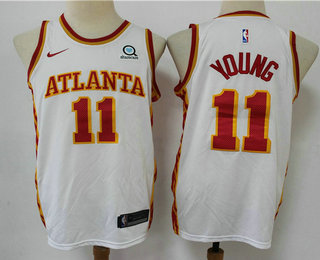 Men's Atlanta Hawks #11 Trae Young White 2020 NEW Swingman Stitched Nike NBA Jersey With The Sponsor Logo