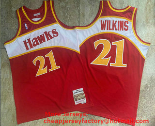 Men's Atlanta Hawks #21 Dominique Wilkins Red 1986-87 Hardwood Classics Soul AU Throwback Jersey
