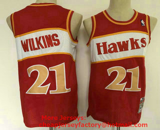 Men's Atlanta Hawks #21 Dominique Wilkins Red Hardwood Classics Soul Swingman Throwback Jersey