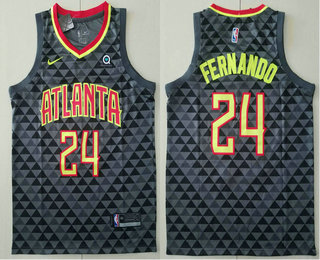 Men's Atlanta Hawks #24 Bruno Fernando Black 2019 Nike Swingman Stitched NBA Jersey With The Sponsor Logo