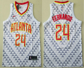 Men's Atlanta Hawks #24 Bruno Fernando White 2019 Nike Swingman Stitched NBA Jersey With The Sponsor Logo