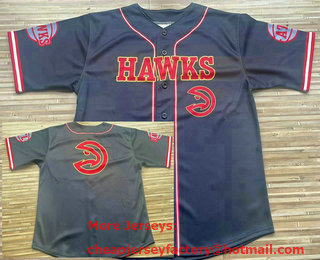 Men's Atlanta Hawks Black Laser Printing Cool Base Baseball Jersey