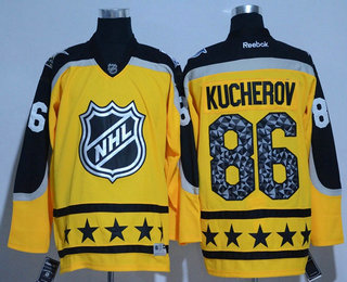 Men's Atlantic Division Tampa Bay Lightning #86 Nikita Kucherov Reebok Yellow 2017 NHL All-Star Stitched Ice Hockey Jersey