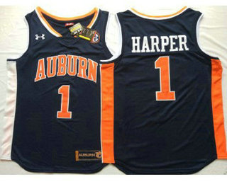 Men's Auburn Tigers #1 Jared Harper Navy Blue College Basketball Jersey