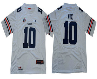 Men's Auburn Tigers #10 Bo Nix White Stitched Under Armour NCAA Jersey