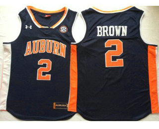 Men's Auburn Tigers #2 Bryce Brown Navy Blue College Basketball Jersey