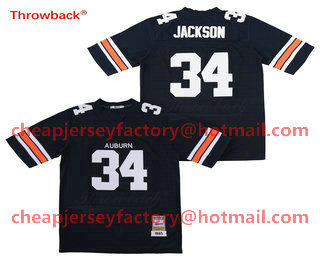 Men's Auburn Tigers #34 Bo Jackson Navy Blue Throwback Stitched College Football NCAA Jersey